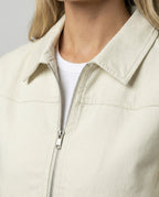 Kurzjacke Damen Retro Style Reißverschluss Reverskragen Beige