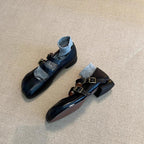 Damen elegante Ballerinas mit doppeltem Schnallenverschluss und veganer Lederoberfläche R&B