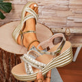 Damen Glitzernde Wedge-Sandaletten mit modischem Riemen-Design und komfortablem Fußbett R&B