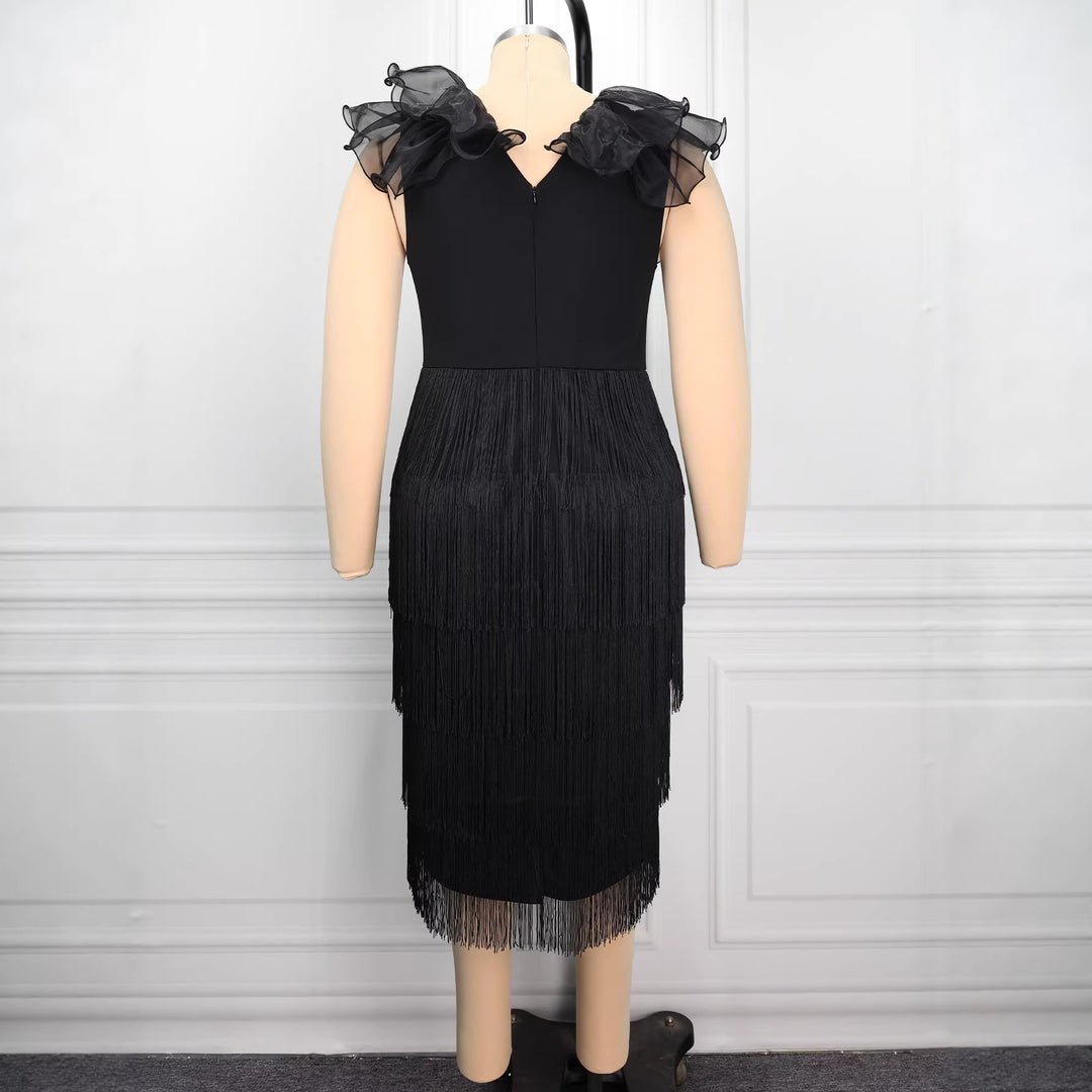 Damen figurbetontes Kleid mit Rüschendetails R&B