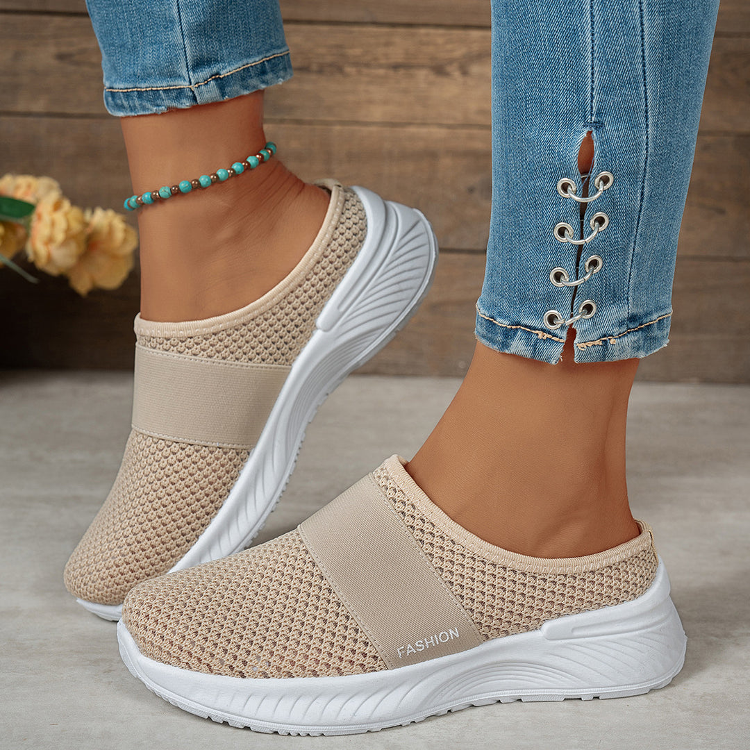 Damen Bequeme Slip-On Freizeitschuhe mit elastischem Riemen R&B
