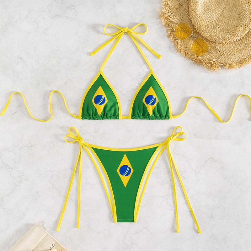 Damen Triangel-Bikini mit brasilianischem Motiv R&B