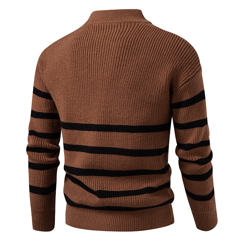 Herren modischer Rollkragenpullover mit strukturiertem Design und halbem Reißverschluss R&B