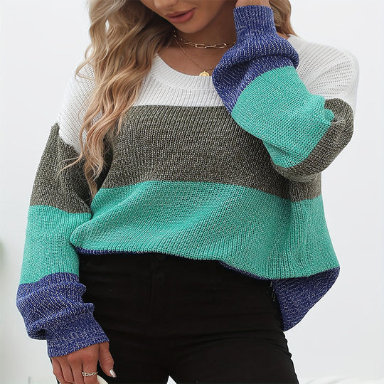 Damen Freizeitpullover mit angesagtem Blockstreifenmuster R&B