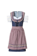 Damen nan traditionelles Trachtenkleid mit Schnürmieder, Spitzenärmeln und karierter Schürze R&B