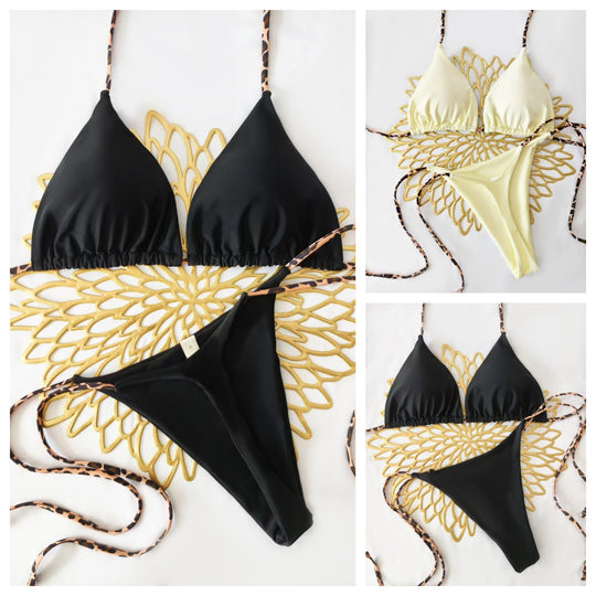Damen Bikini-Set mit trendigem Animal-Print und modischem Schleifen-Detail R&B