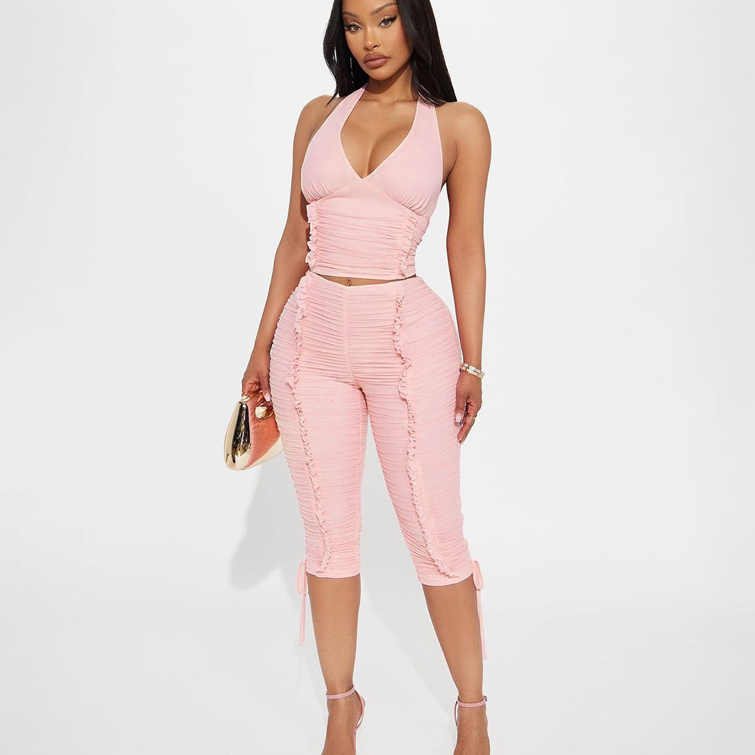Damen Jumpsuit mit raffinierten Raffungselementen und stilvollen BindR&Bändern R&B