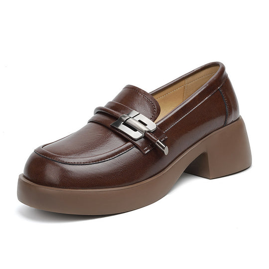 Damen Elegante Blockabsatz Mokassins mit modischem Schnallen-Detail R&B