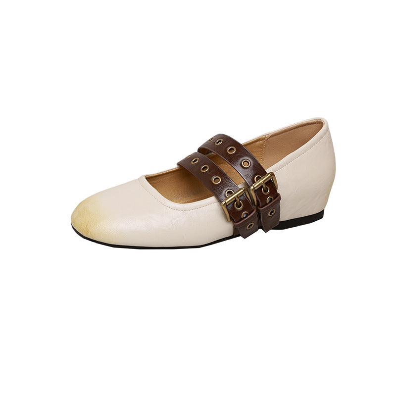 Damen elegante Mary Jane Schuhe mit modischen Schnallen R&B