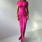 Damen Maxi Kleid mit elegantem Wickeldesign und stilvollen Raffungselementen R&B