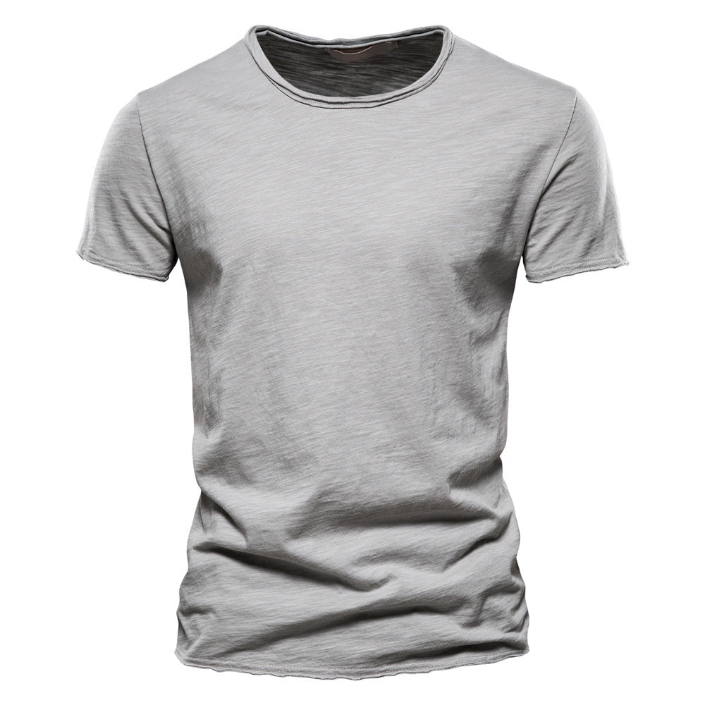 Herren nan leichtes Baumwolljersey Kurzarmshirt mit V-Ausschnitt und schmaler Passform R&B
