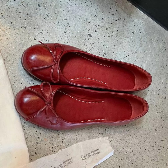 Damen Ballerinas aus hochwertigem Leder mit zierlichem Schleifenakzent R&B