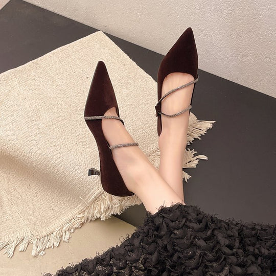 Damen elegante Pumps mit zartem Strass-Dekor R&B