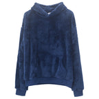Damen kuscheliger Fleece-Hoodie mit hohen Kragen und Kängurutasche