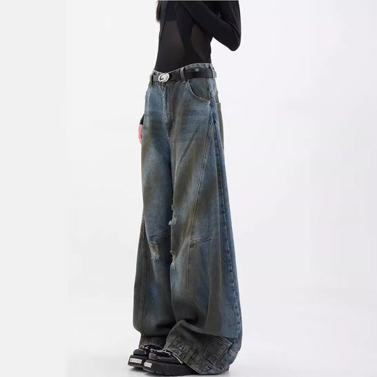 Damen Extrem weit geschnittene Jeans mit modischen Distressed-Details R&B