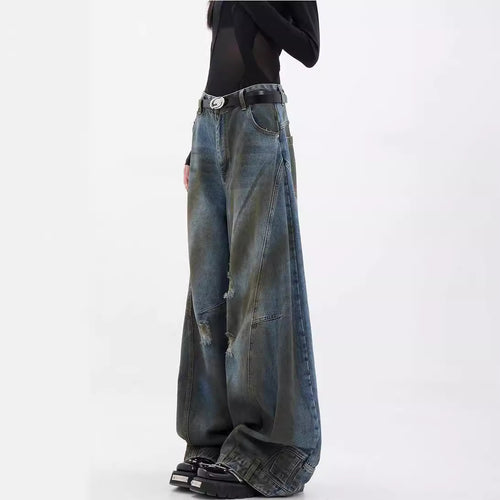 Damen Extrem weit geschnittene Jeans mit modischen Distressed-Details R&B