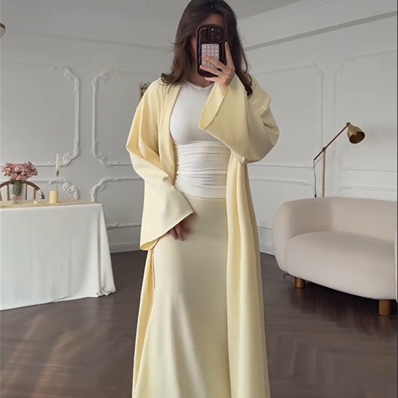 Damen eleganter Langmantel mit weich fließender Silhouette R&B