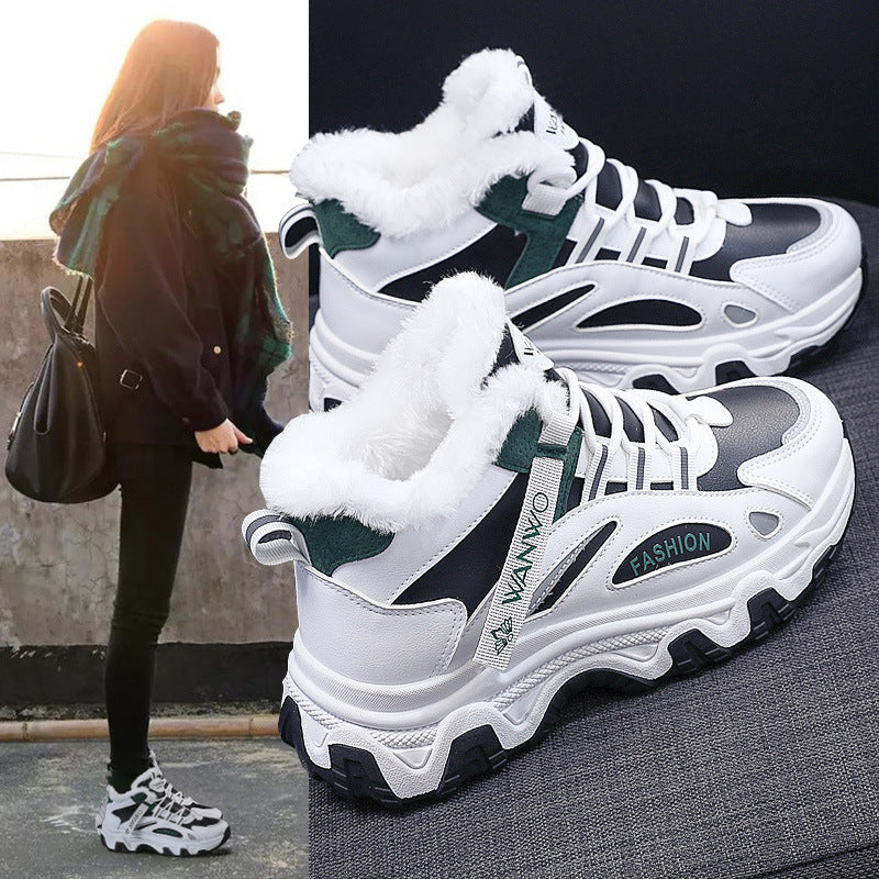 Damen modische Winter Sneakers mit kuscheligem Innenfutter und robustem Profil R&B