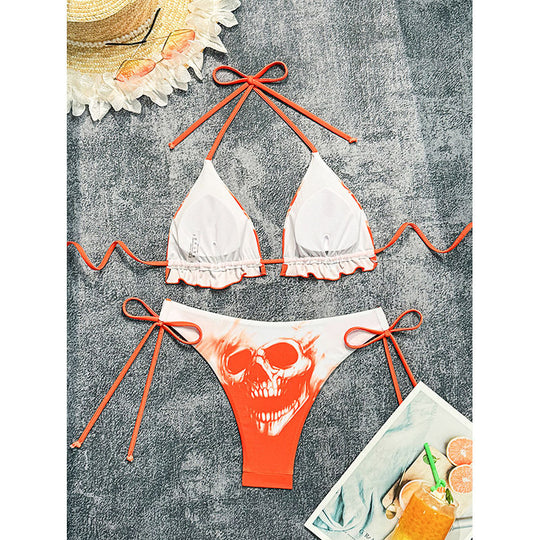 Damen Triangel-Bikini mit aufregendem Totenkopf-Muster R&B