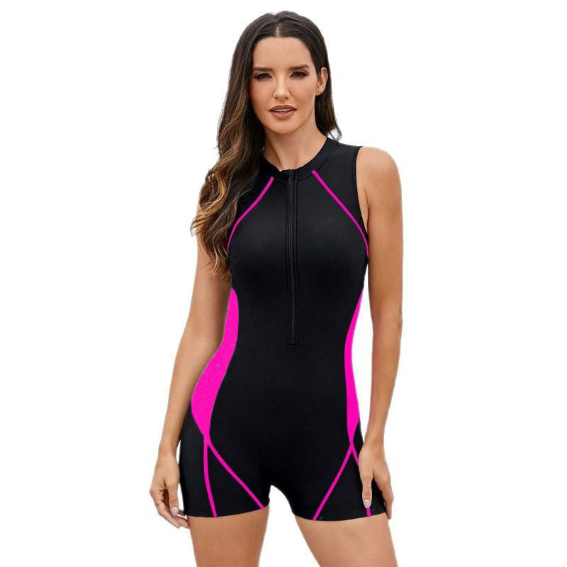 Damen Sportlicher Schwimmanzug mit Reißverschluss R&B
