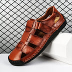 Herren Bequeme Leder-Sandalen mit verstellbarem Riemen R&B