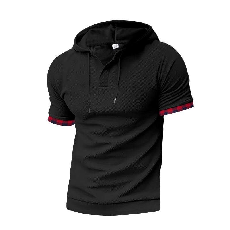 Herren modernes Kapuzenshirt mit strukturiertem Design und kontrastierenden Ärmeln R&B