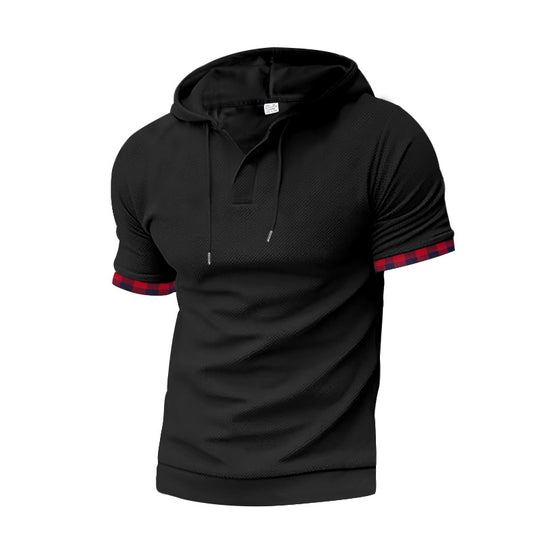 Herren modernes Kapuzenshirt mit strukturiertem Design und kontrastierenden Ärmeln R&B