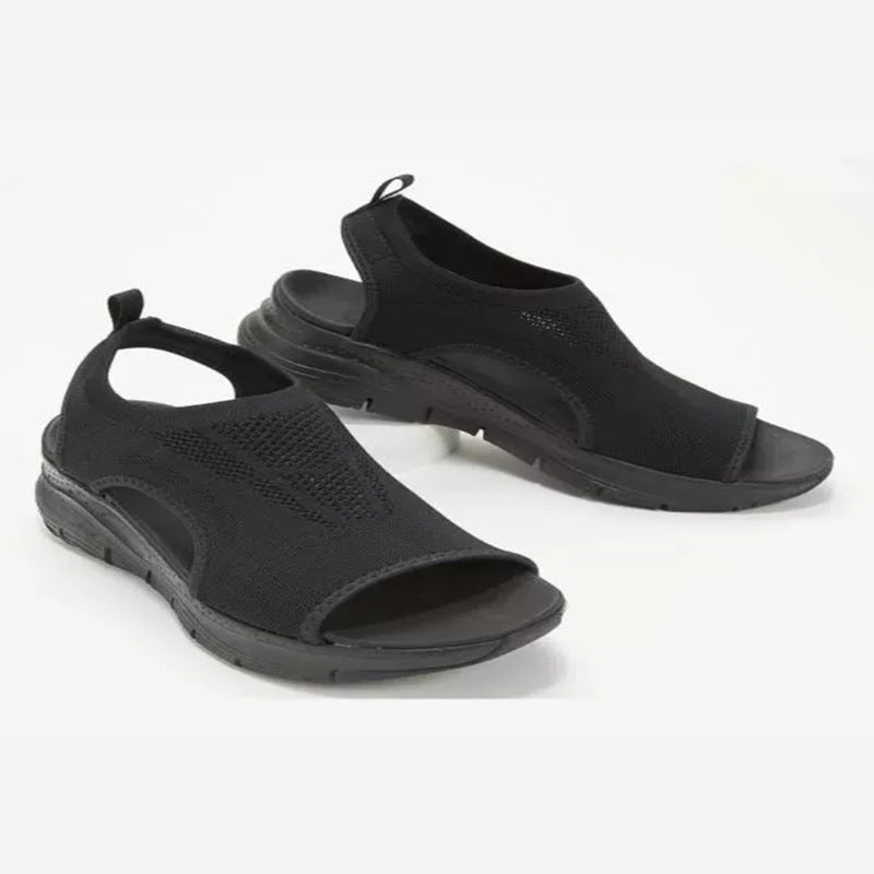 Damen Komfortable Sandaletten mit atmungsaktiver Strickoberfläche und ergonomischem Fußbett R&B