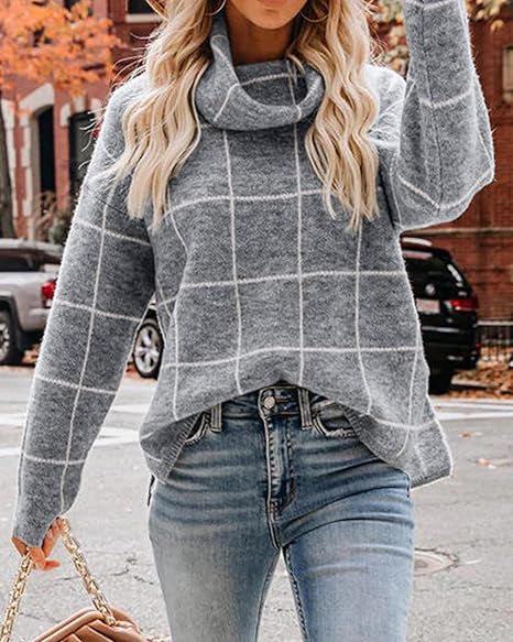Damen Kariertes Hoodie mit Taschen und lässigem Schnitt R&B