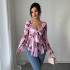 Damen luftige Bluse mit Blumenmuster R&B