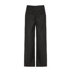 Damen Elegante weit geschnittene Streifenhose mit hoch sitzendem Bund und dekorativen Knopfdetails R&B