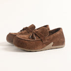 Damen weiche Slipper aus Wildleder mit dekorativem Kordelzug R&B
