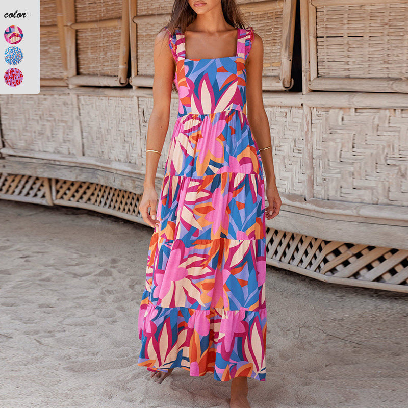 Damen Maxikleid mit trendigem Volant und floralem Muster R&B