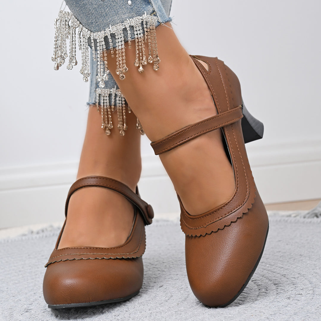 Damen elegante Mary Jane Pumps mit schicker Schnalle und komfortablem Absatz R&B