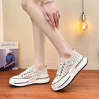 Damen Modische Plateau-Sneaker mit eleganter Textur und atmungsaktiver Oberflächenstruktur R&B