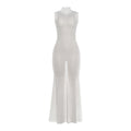 Damen Maxikleid mit transparentem Spitzenmuster und schickem Schlitz R&B