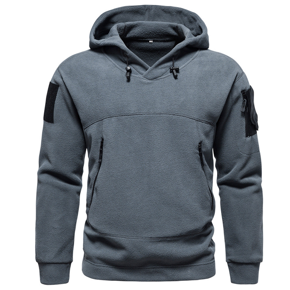 Herren moderne Fleece-Hoodie mit strategischen Reißverschlusstaschen R&B