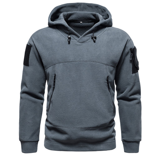 Herren moderne Fleece-Hoodie mit strategischen Reißverschlusstaschen R&B