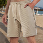 Herren nan strukturierte Strand-Bermuda aus Waffeljersey mit elastischem Kordelbund und schrägen Eingrifftaschen R&B