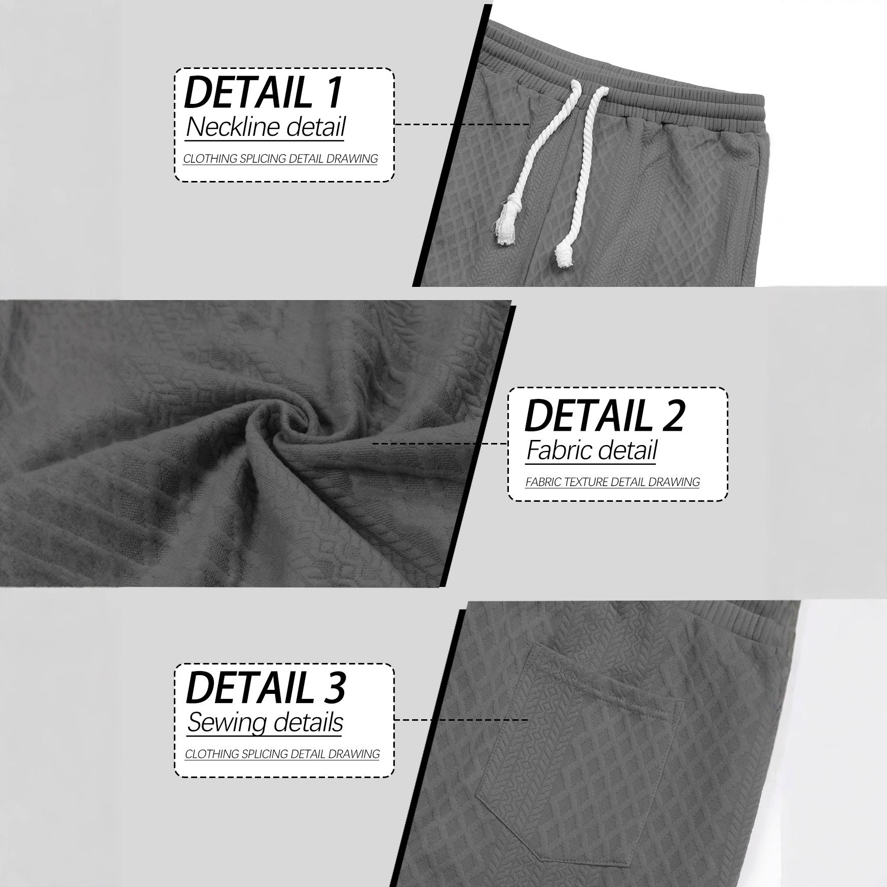 Herren nan gestrickte Wohlfühlhose mit Zopfstruktur, elastischem Bund, Kordelzug und Eingrifftaschen R&B