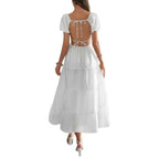 Damen Midi-Kleid mit voluminösen Puffärmeln und lässigem Schnitt R&B