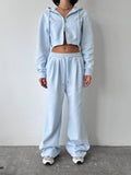 Damen Cropped Hoodie und entspannte Jogginghose Set R&B