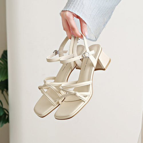 Damen elegante Sandalen mit verstellbarem Riemen und komfortablem Blockabsatz R&B