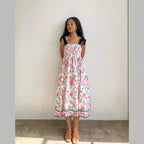Damen Maxikleid mit floralem Print und elastischem Oberteil R&B