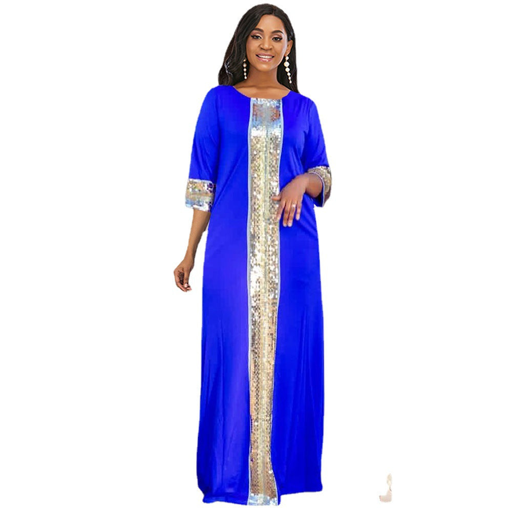 Damen Maxikleid mit eleganten Glitzerdetails und seitlichen Taschen R&B