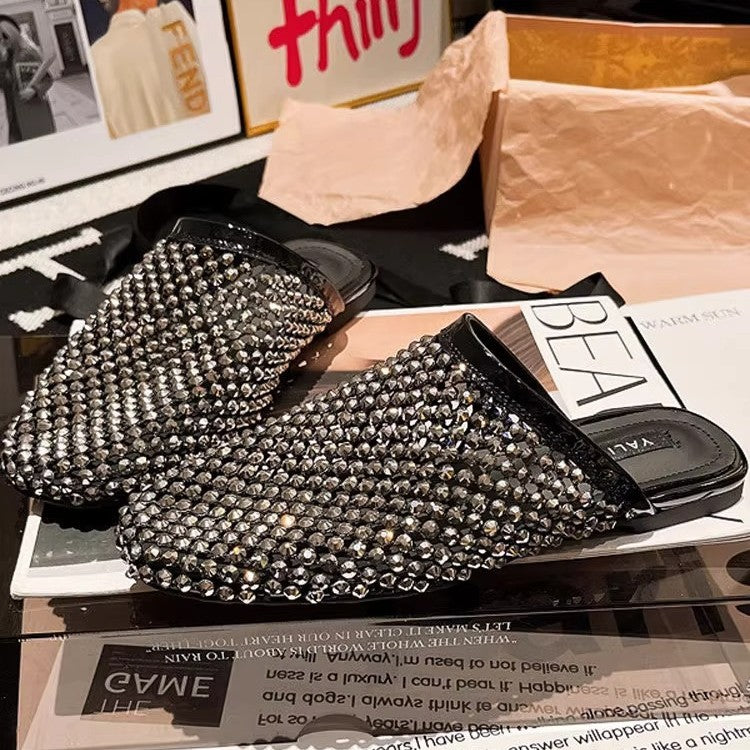 Damen Glamouröse Kristallpantoletten R&B