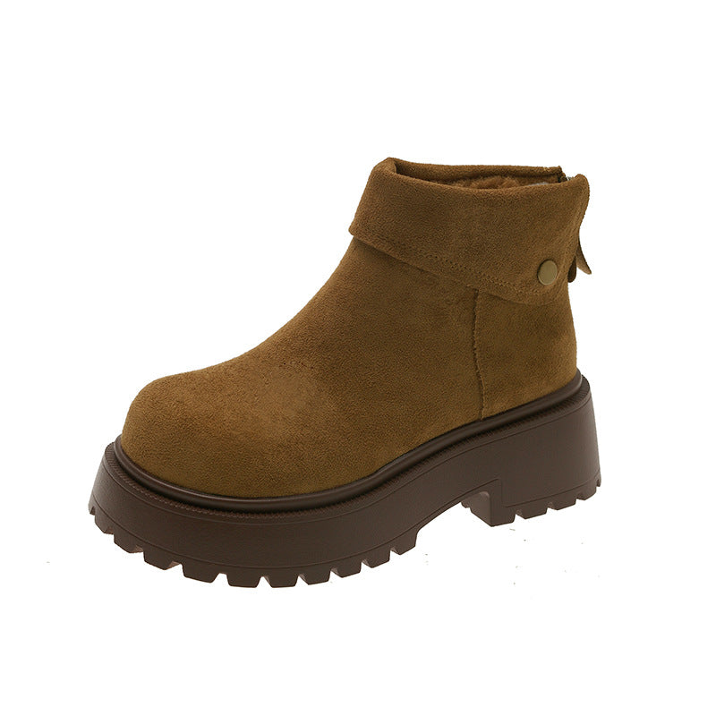Damen modische Winterstiefeletten mit hohem Plateau und kuscheligem Innenfutter R&B