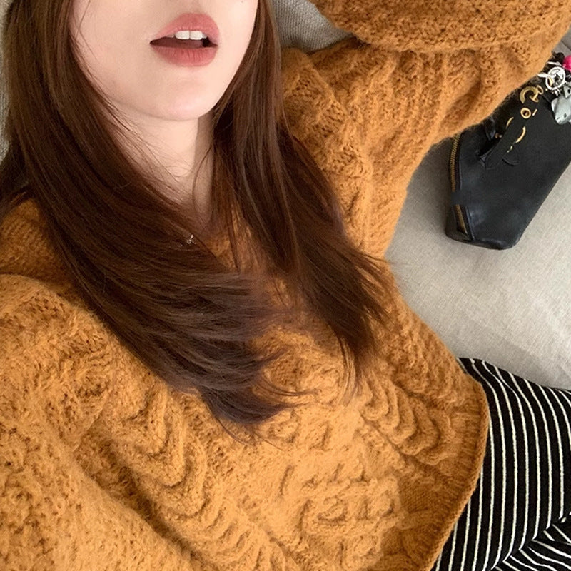 Damen Grobstrickpullover mit lässigem Schnitt und großzügigen Ärmeln R&B