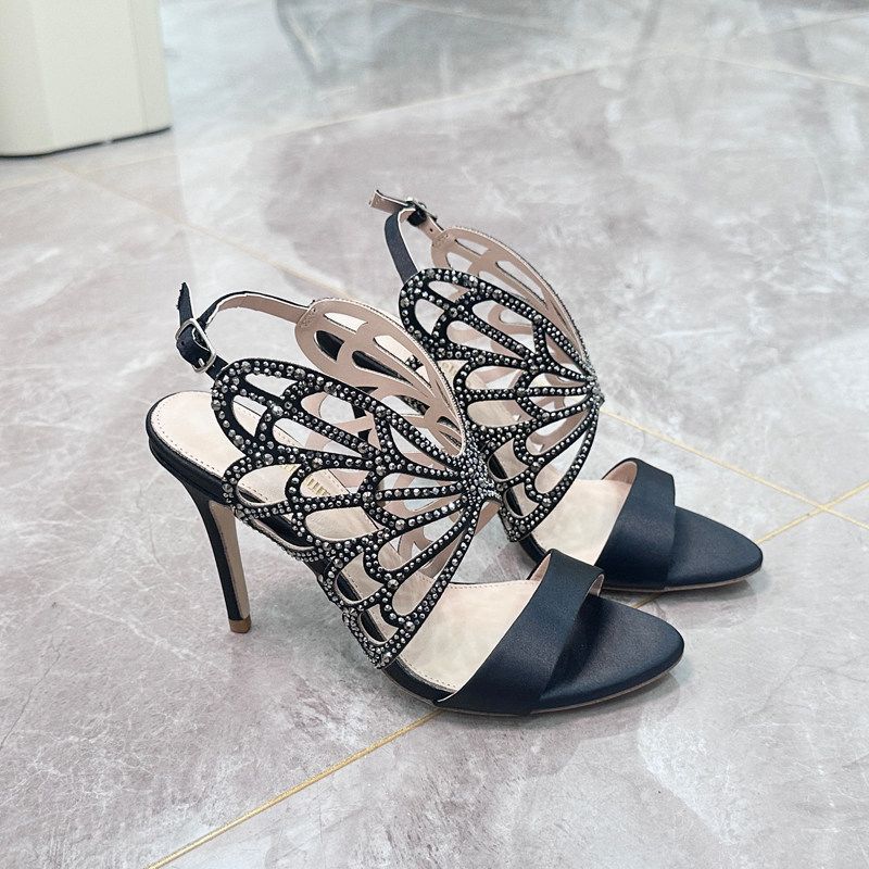 Damen Elegante Slingback Sandalen mit dekorativen Strassapplikationen R&B