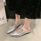Damen flache Mules mit dekorativen Schleifen R&B